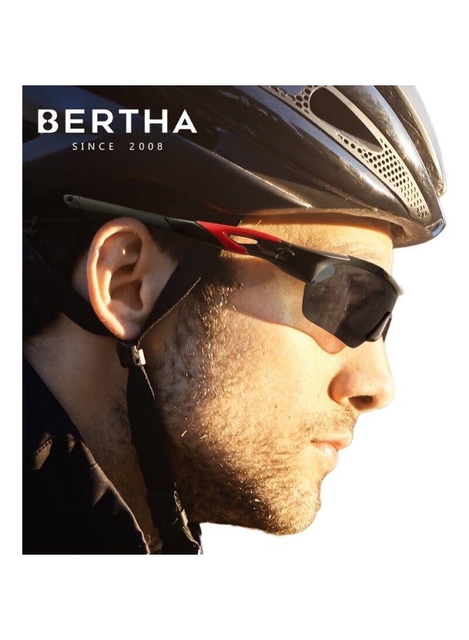 Bertha نظارات رياضية شمسية متغيرة اللون وقطبية للرؤية الليلية للرجال والنساء في الهواء الطلق، أسود لامع إلى رمادي داكن - Image 2