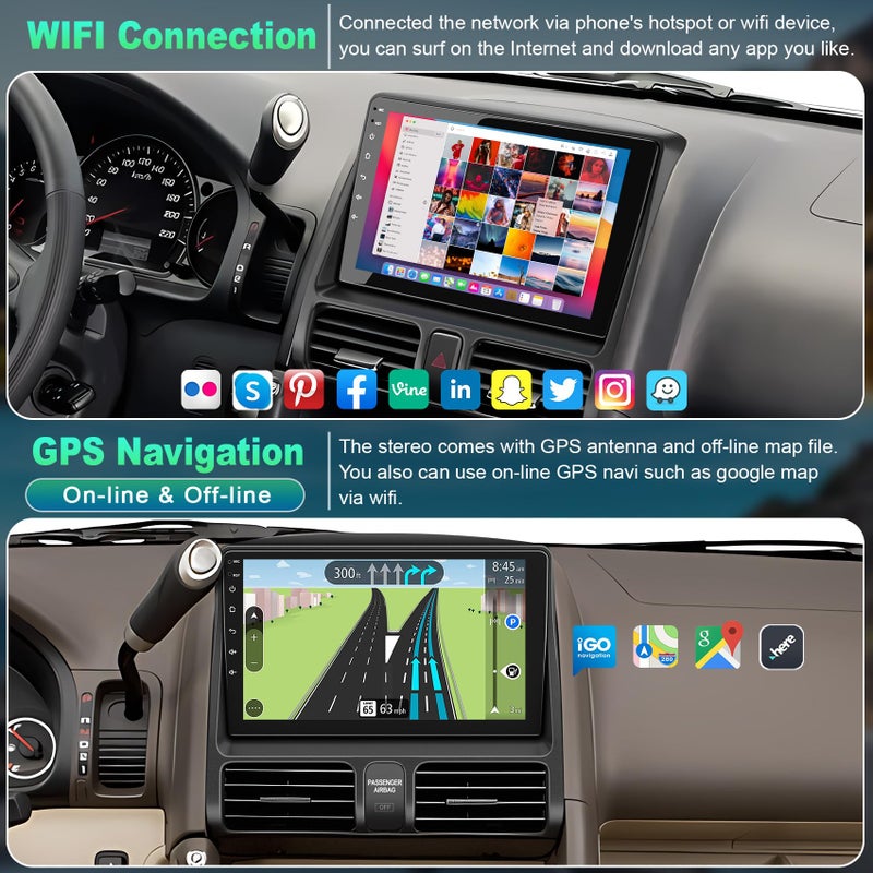 Adapter-Universe 4G+64G Car Radio for Honda CRV 2002 2003 2004 2005 2006, Support Wireless Carplay&Android Auto, Bluetooth/Voice Control/GPS/WiFi/Back-up Camera/SWC/FM, 9 Inch IPS Touch Screen for Honda CRV - Image 4