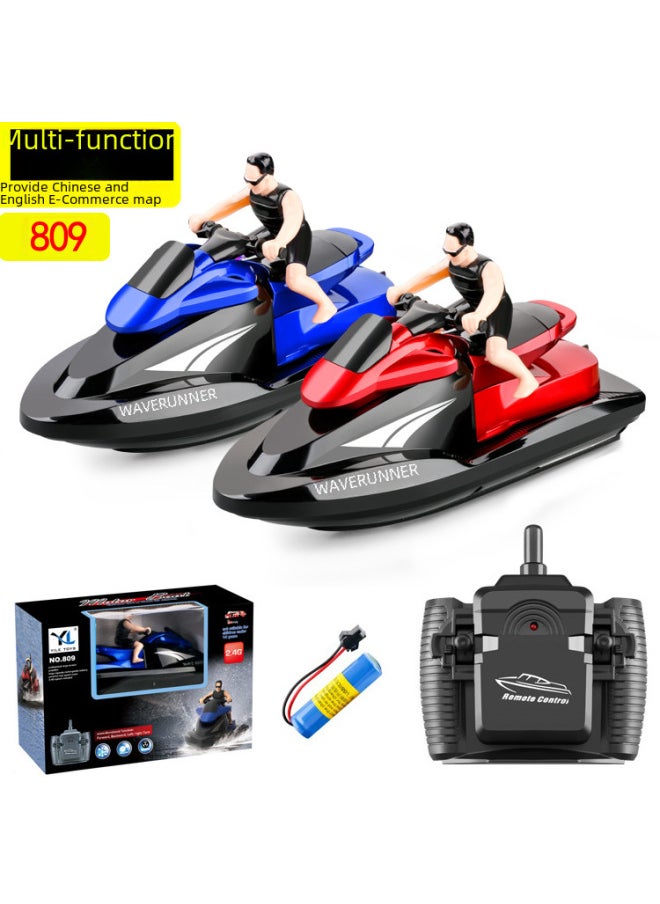 2.4g Remote Control Motorboat High-speed Electric Model Boat For Boys Children's Water Toy Wireless Radio Control Boat-Color:Red Single Electric Version  - Image 2