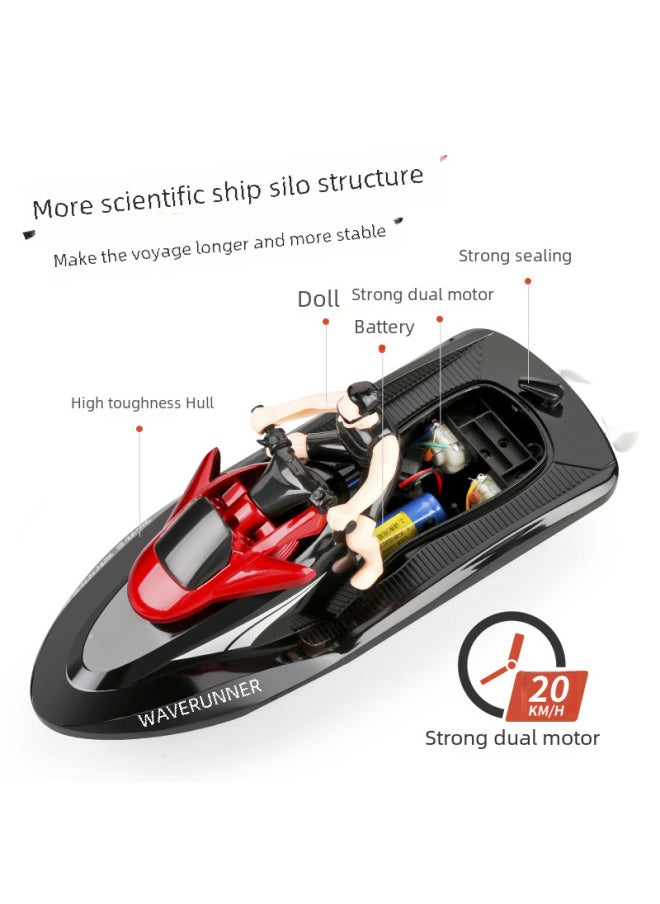 2.4g Remote Control Motorboat High-speed Electric Model Boat For Boys Children's Water Toy Wireless Radio Control Boat-Color:Red Single Electric Version  - Image 5