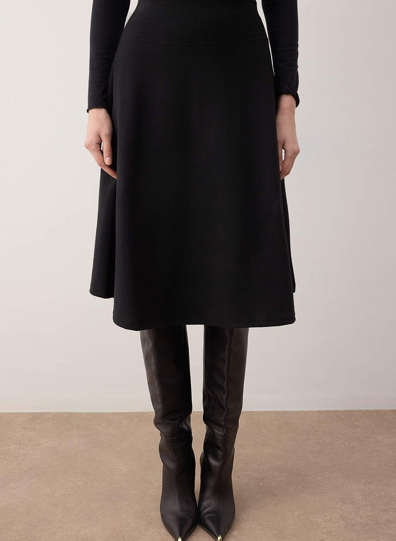 trendyol Black Thessaloniki ALine/Flared Midi Knitted Skirt - Image 3