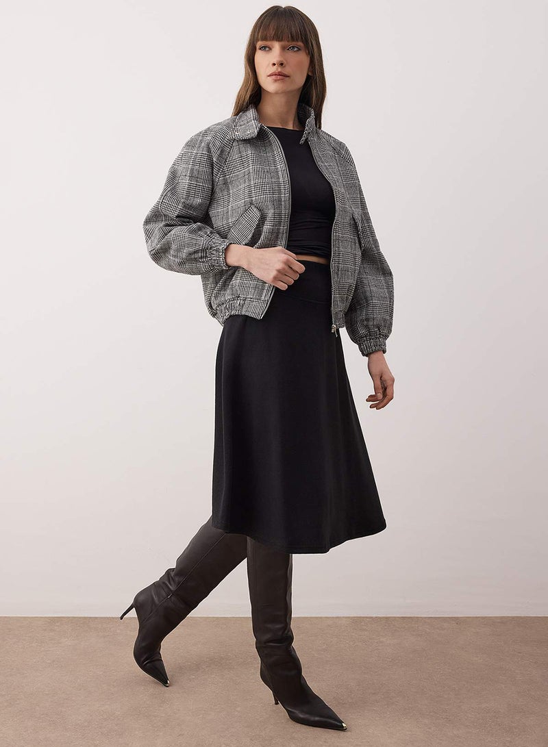 trendyol Black Thessaloniki ALine/Flared Midi Knitted Skirt - Image 2
