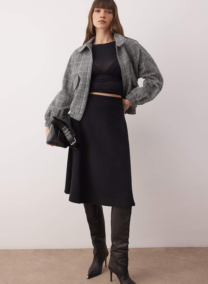 trendyol Black Thessaloniki ALine/Flared Midi Knitted Skirt - Image 1