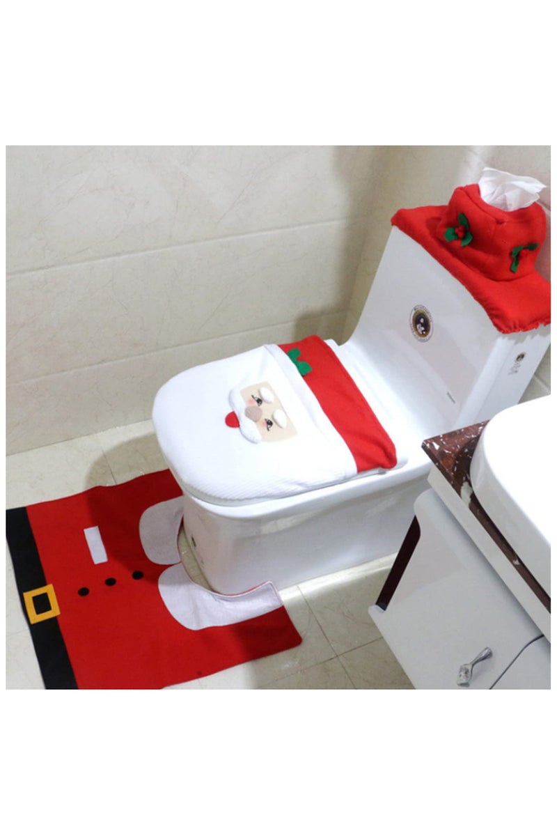 غطاء مقعد المرحاض سجادة بابا نويل مجموعة الحمام ديكورات عيد الميلاد المجيد للمنزل رأس السنة الجديدة نافيداد ديكورات العطلات حصيرة حمام عيد الميلاد المبهجة موضوع أرض العجائب - Image 4