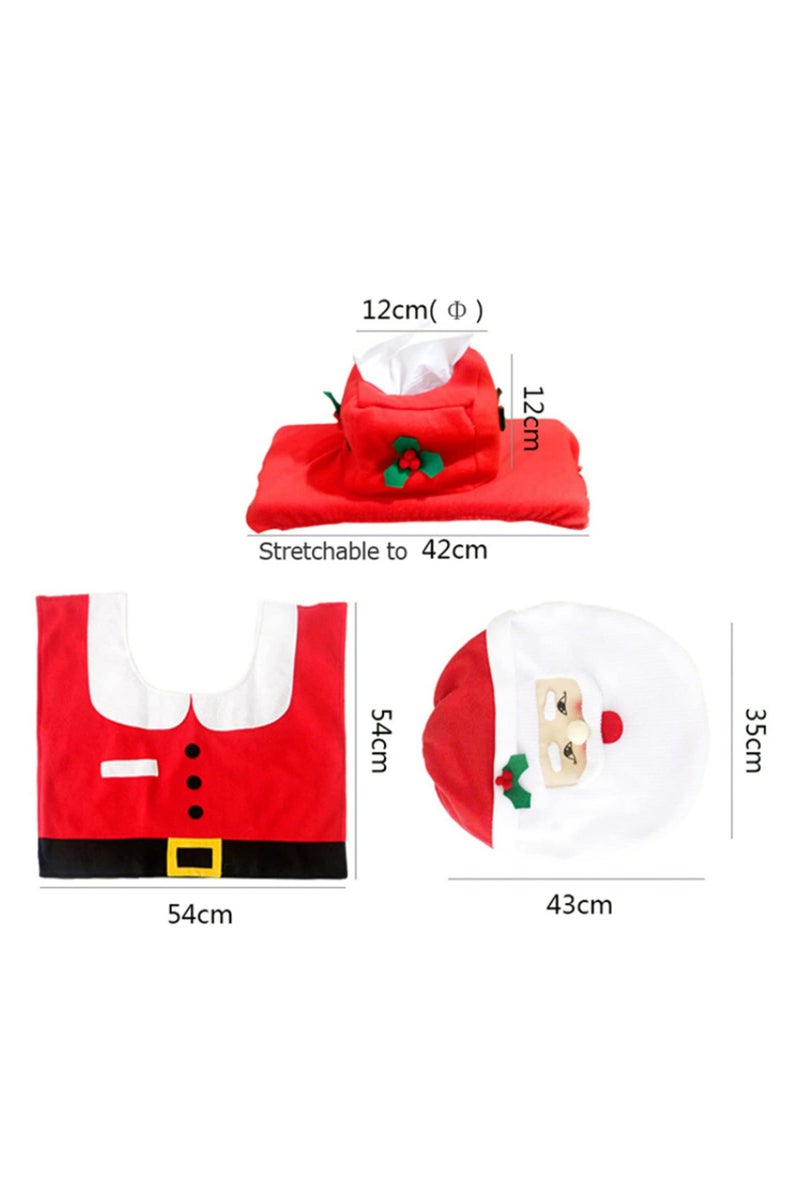 غطاء مقعد المرحاض سجادة بابا نويل مجموعة الحمام ديكورات عيد الميلاد المجيد للمنزل رأس السنة الجديدة نافيداد ديكورات العطلات حصيرة حمام عيد الميلاد المبهجة موضوع أرض العجائب - Image 5