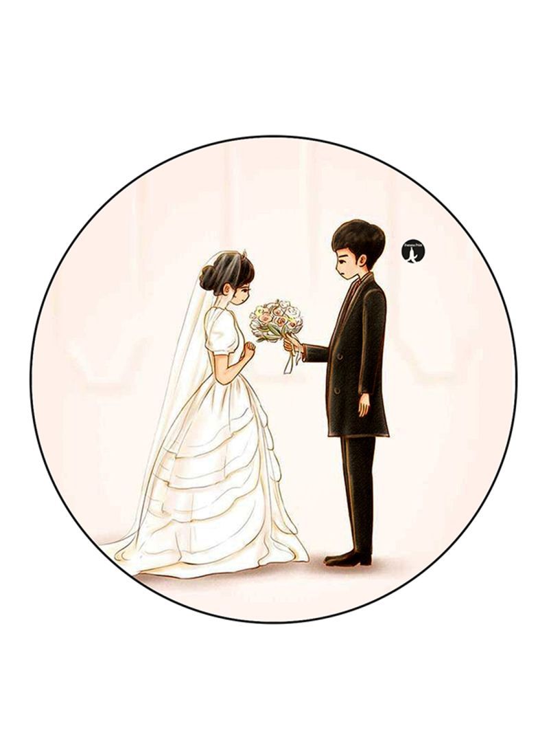 RKN Boy And Girl Printed Mouse Pad Round  Multicolour