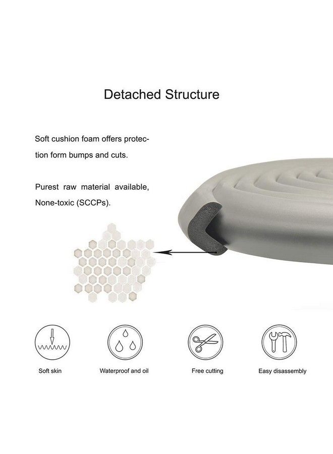 Leeonz حماية زوايا الطاولة من الأطفال واقي حواف ناعم من مطاط الفوم مع شريط 3M زوايا 6 قدم + 4 زوايا رمادي؛ رمادي ثقيل - Image 4