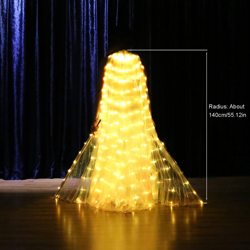 Ragyzity LED Isis Wings Glow Light Up Belly Dance Costumes with Sticks, Led Butterfly Wings,Led Glow Angel Wings, Ideal for Carnival,Stage Party(Adult Yellow) - Image 5