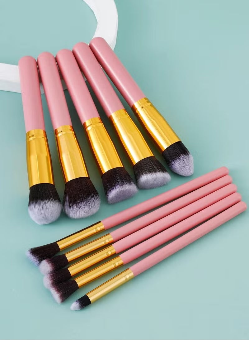 Professional 10-Piece Makeup Brush Set – Foundation, Concealer, Eyeshadow & Powder Brushes – Colorful Design - Image 1