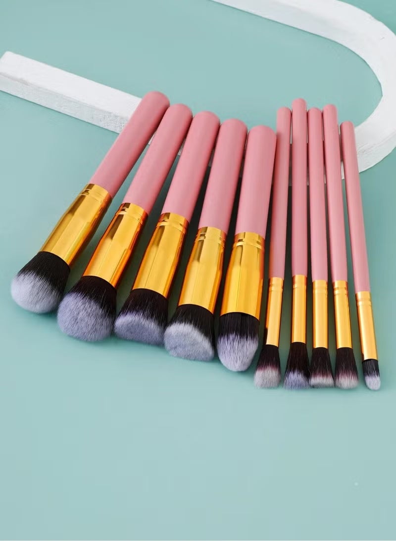 Professional 10-Piece Makeup Brush Set – Foundation, Concealer, Eyeshadow & Powder Brushes – Colorful Design - Image 2