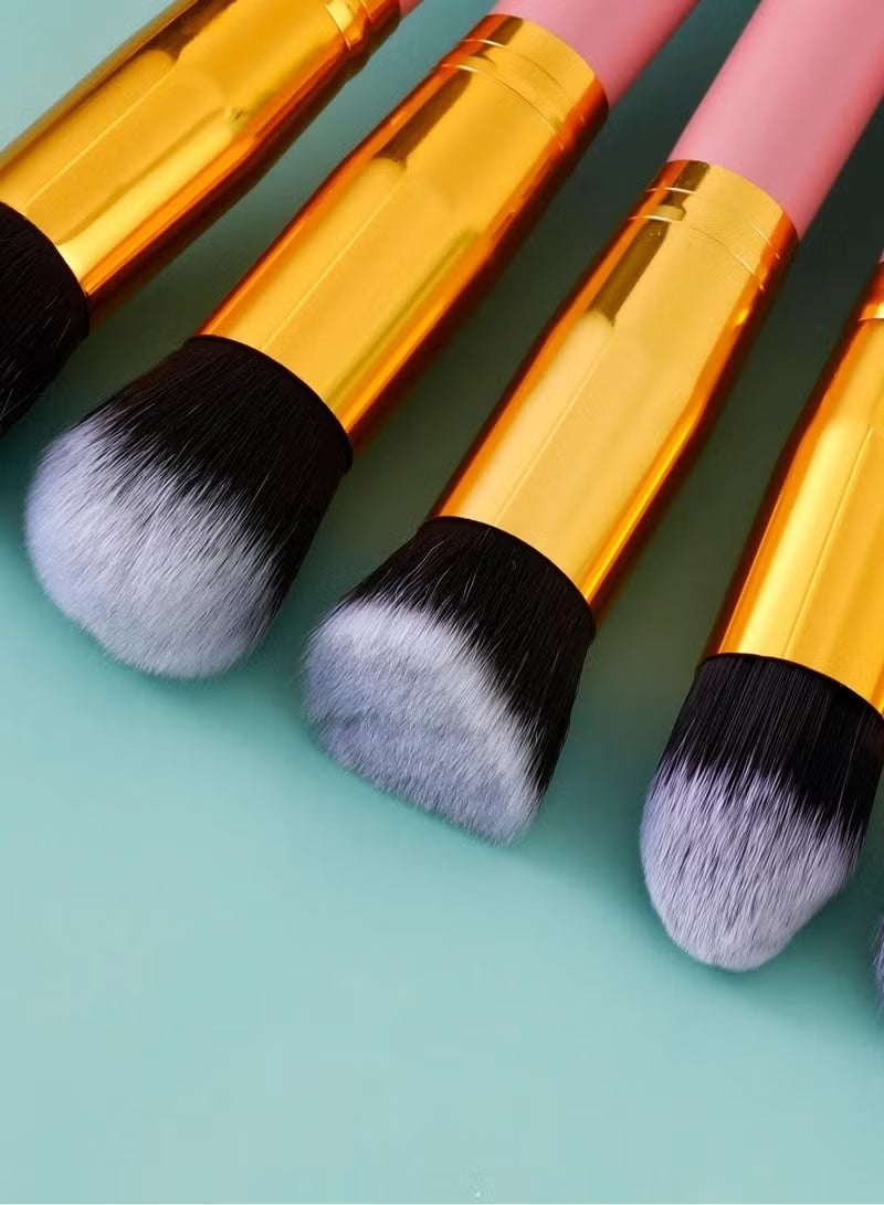 Professional 10-Piece Makeup Brush Set – Foundation, Concealer, Eyeshadow & Powder Brushes – Colorful Design - Image 4