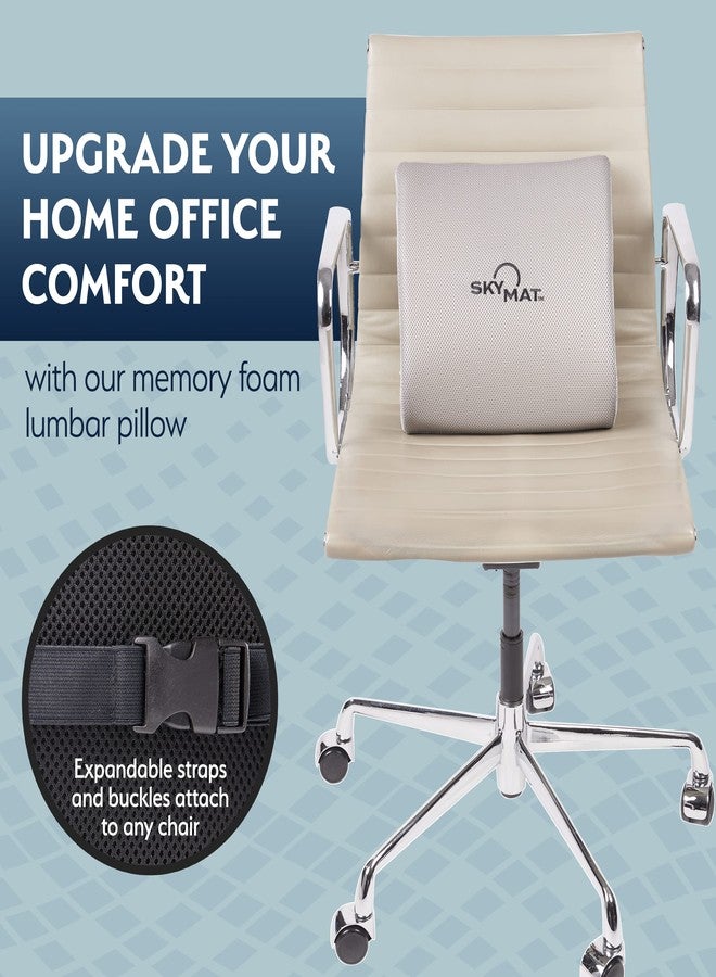 سكاي سوليوشنز وسادة دعم أسفل الظهر من سكاي سوليوشنز لكرسي المكتب - وسادة دعم أسفل الظهر والمقعد - وسادة دعم أسفل الظهر من إسفنج الذاكرة للمكتب والسيارة والأريكة والسفر - رمادي - Image 2