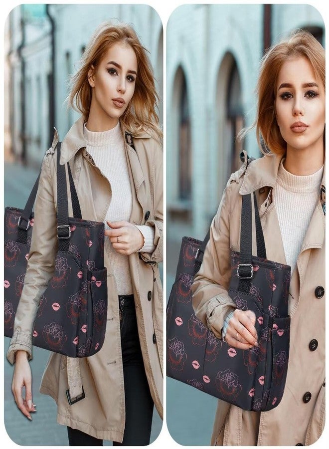 HSHRICH Lunch Bag Lunch Box Women - Leakproof Insulated Lunch Cooler Bag for Men Women: Large Lunch Tote Bags Adults, Black Rose - Image 5