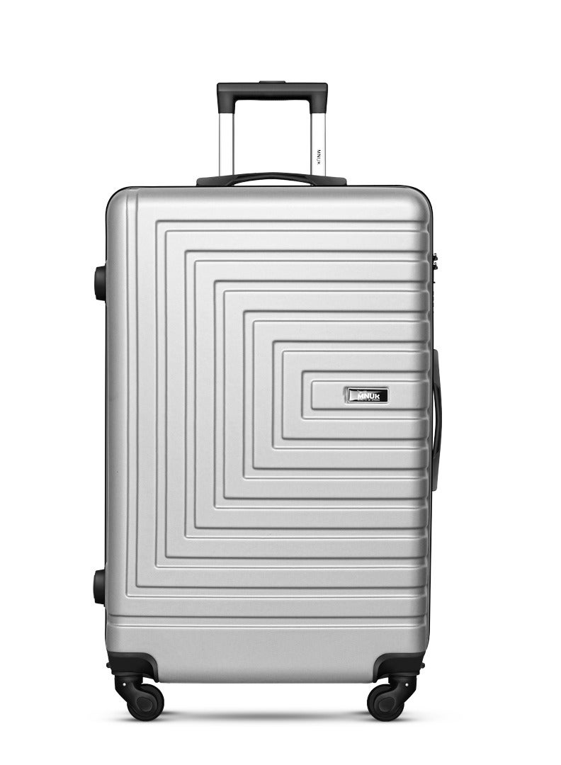 MNUK Pilgrimage Checked Luggage | Hardside Soft Handle Trolley with TSA Lock| 360° 4 Wheeler| Large-28 Inch, Silver - Image 1