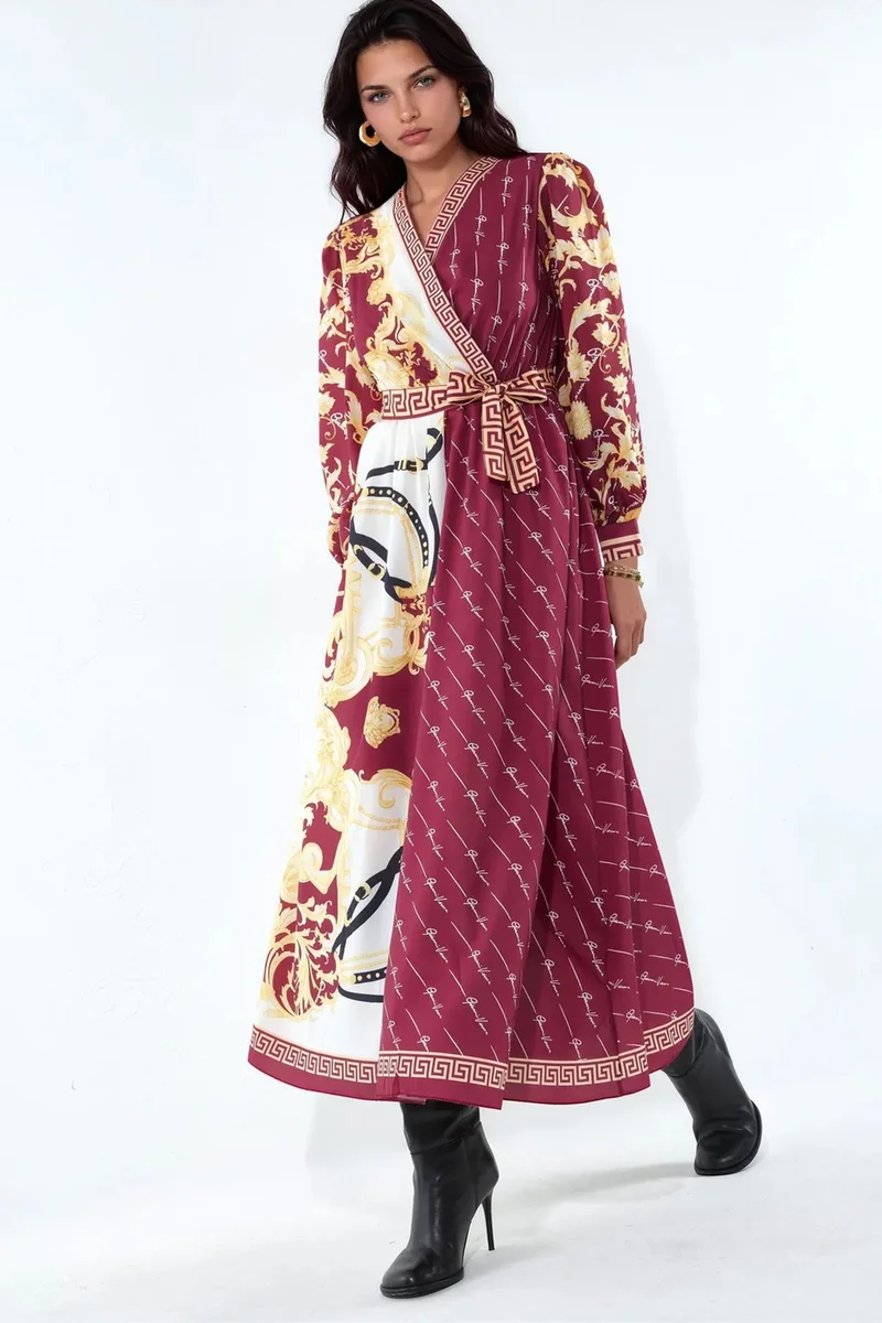 Jennyfer Printed Belted Maxi Dress