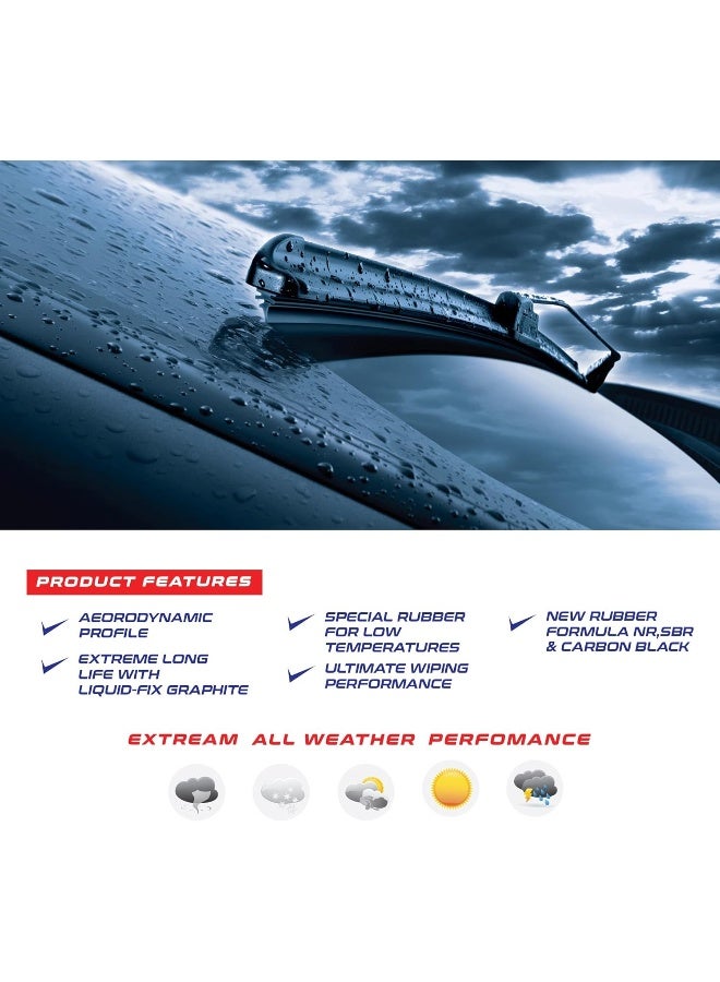 BYSON Wiper Blades, Premium All-Seasons Durable Stable And Quiet OEM Quality U Type Front Windshield Wipers (Set of 2) (14-Inches) - Image 4