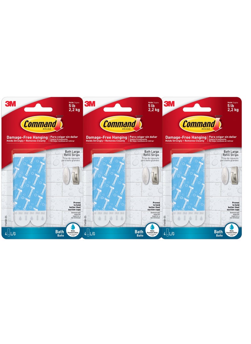 Command Command Plastic Large WaterResistant Refill Strips 12Strip 
