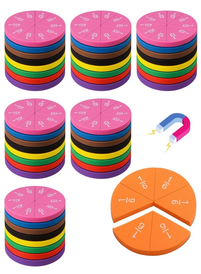 EHR Magnetic Fraction Circles Classroom Set, Fraction Math Manipulatives for Small Group Learning, Hands-On Elementary Math Teaching Tools, 6 Sets - Image 1