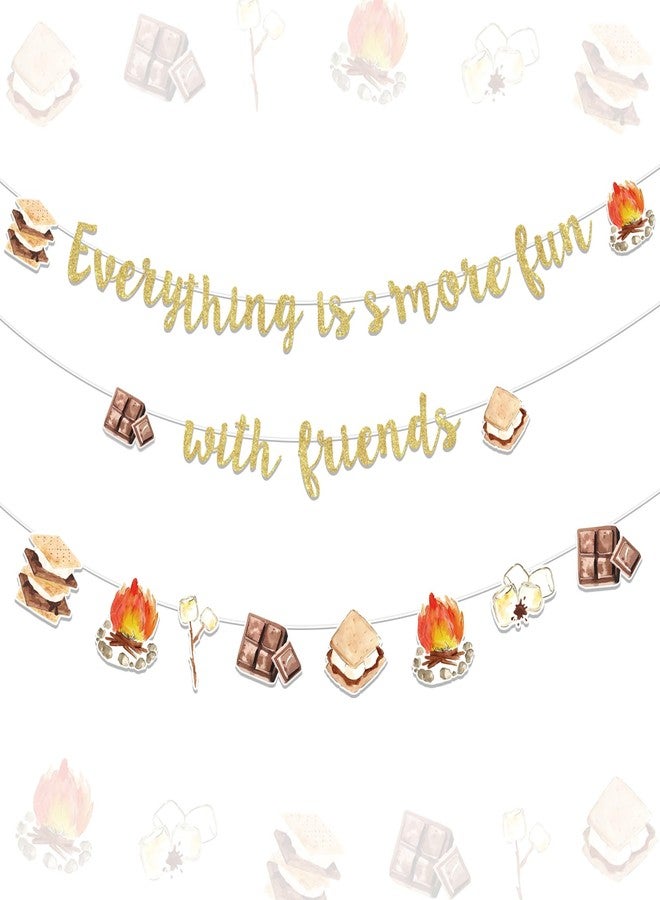 Fangleland S’More Banner Decorations - Everything is S’More Fun with Friends Bonfire Camping Themed Garland Hanging Decors Birthday Gender Reveal Pregnancy Celebration Party Supplies - Image 1