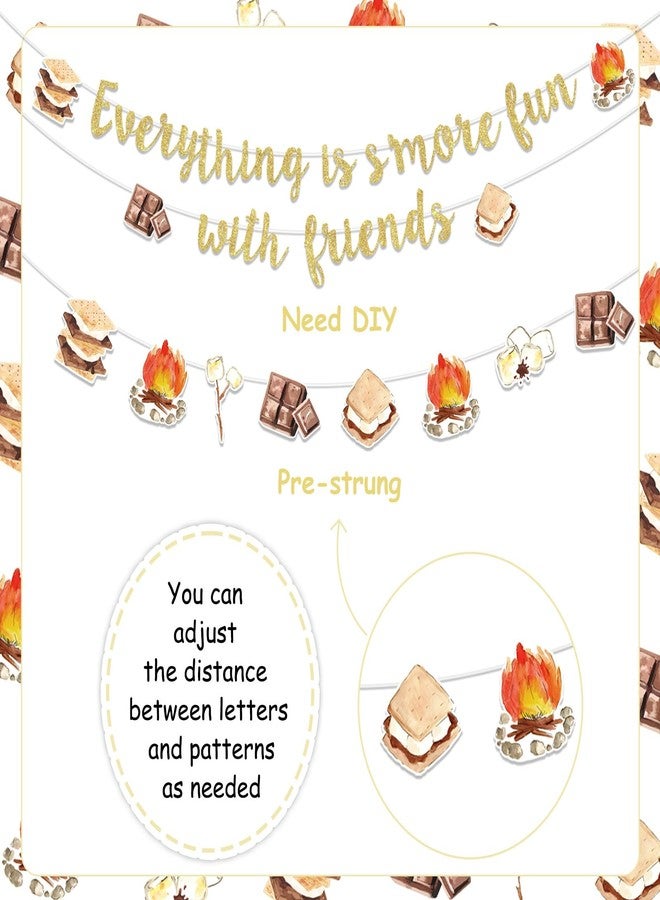 Fangleland S’More Banner Decorations - Everything is S’More Fun with Friends Bonfire Camping Themed Garland Hanging Decors Birthday Gender Reveal Pregnancy Celebration Party Supplies - Image 5