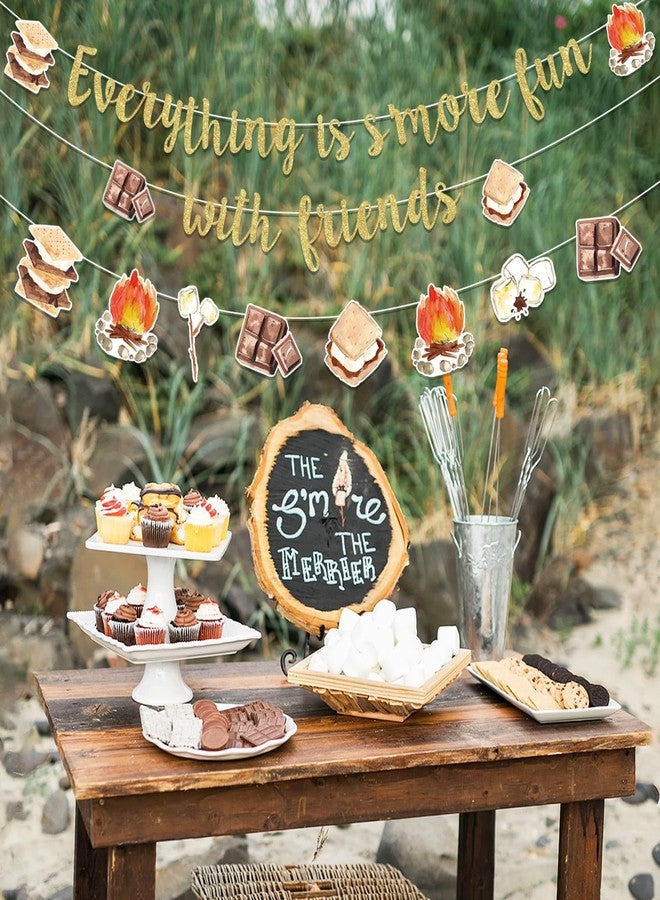 Fangleland S’More Banner Decorations - Everything is S’More Fun with Friends Bonfire Camping Themed Garland Hanging Decors Birthday Gender Reveal Pregnancy Celebration Party Supplies - Image 2
