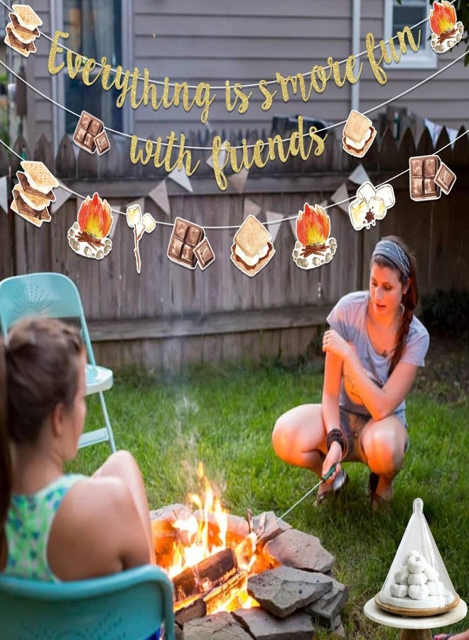 Fangleland S’More Banner Decorations - Everything is S’More Fun with Friends Bonfire Camping Themed Garland Hanging Decors Birthday Gender Reveal Pregnancy Celebration Party Supplies - Image 3