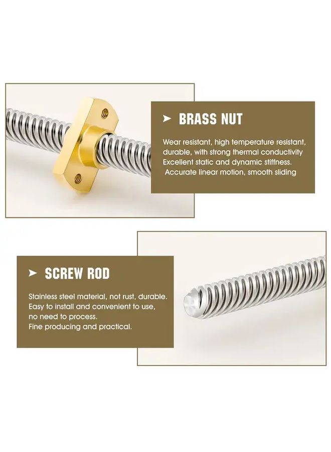2 Pcs Lead Screw Rod 365mm Tr8x8 Brass Nut Ender 3 Pro V2 Upgrade Part - Image 5