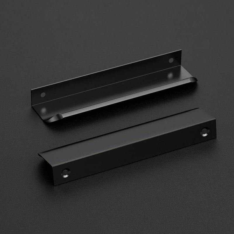 Ravinte Hardware 10 Pack Black Cabinet Handles, 5.9 Inch (150mm) Finger Edge Pulls, 5 Inch Hole Center, Finger Pulls for Cabinets - Image 2