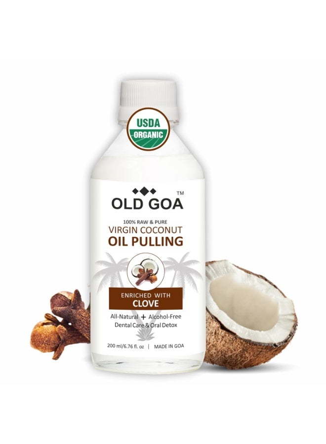 OLDGOA غسول فم بزيت جوز الهند البكر غني بالقرنفل | لأسنان ولثة صحية، ورائحة فم كريهة، وتبييض الأسنان، وانتعاش النفس | العناية بالفم والأسنان | 200 مل - Image 1