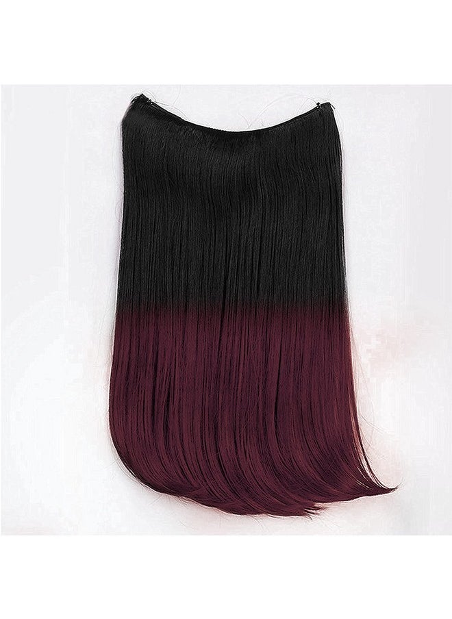 Rapidsflow - Secret Invisible Hidden Wire Synthetic Hair Extensions For Women And Girls, No Clip Hair Pieces (Straight, Black +Burgundy) Free 6 Extensions Clips - Image 1