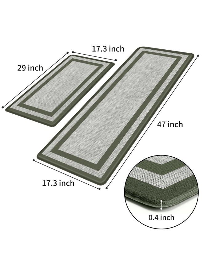 Mattitude Kitchen Mats Set of 2 Cushioned Anti-Fatigue Non-Skid Rug Sets Ergonomic Comfort Standing Mat for Kitchen, Floor, Office, Sink, Laundry,Green - Image 3