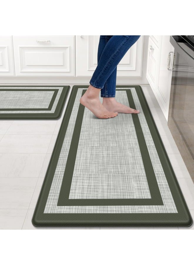 Mattitude Kitchen Mats Set of 2 Cushioned Anti-Fatigue Non-Skid Rug Sets Ergonomic Comfort Standing Mat for Kitchen, Floor, Office, Sink, Laundry,Green - Image 1