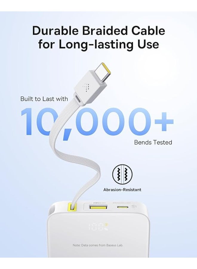 Baseus OS-Baseus EnerFill FC51 Bipow2 Pro Digital Display Power Bank with Built-in Cable 10000mAh 22.5W Moon White white - Image 1