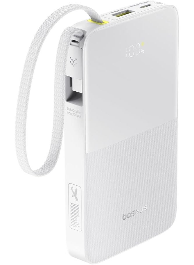 Baseus OS-Baseus EnerFill FC51 Bipow2 Pro Digital Display Power Bank with Built-in Cable 10000mAh 22.5W Moon White white - Image 2