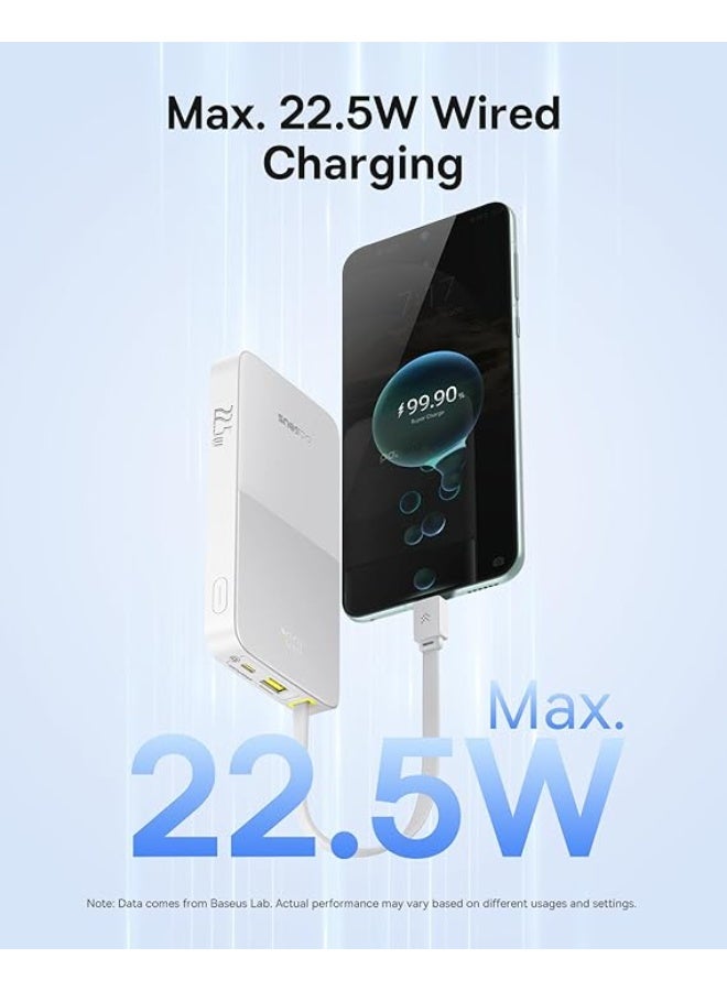 Baseus OS-Baseus EnerFill FC51 Bipow2 Pro Digital Display Power Bank with Built-in Cable 10000mAh 22.5W Moon White white - Image 4
