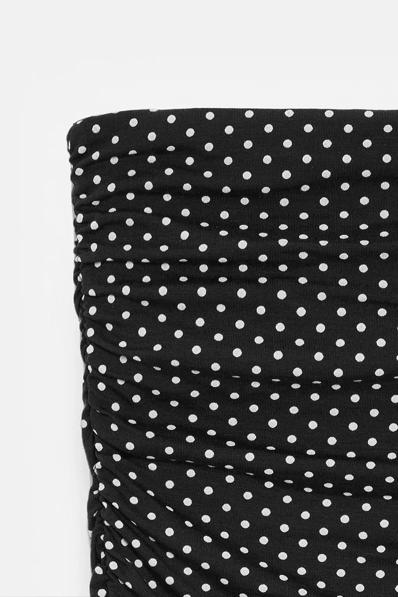 Dilvin Black DILVIN Strapless Polka Dot Bodycon Midi Dress for Women | Best Price UAE