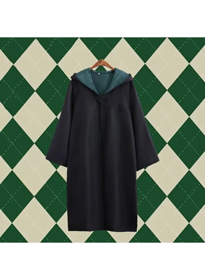 Home Smart Wizard Party Costume for Boys and Girls Wizard Robe with Tie Magic Wand Spectacle Frame and Badge for Themed Cosplay and Party Favor (Earth) - Image 4