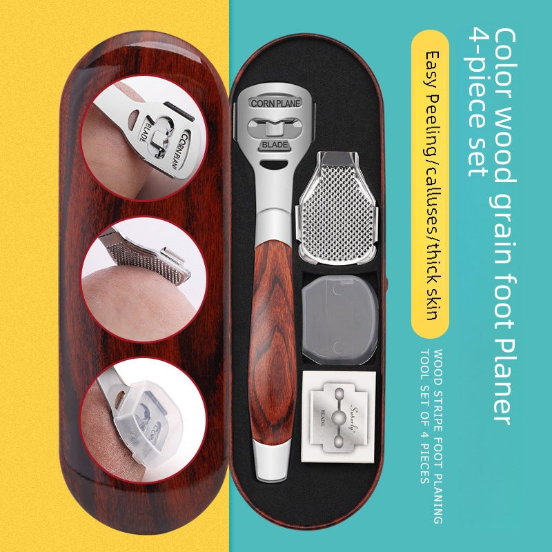 wood handle foot Planer set foot care dead skin repair foot file scraping knife pedicure tool - Image 1