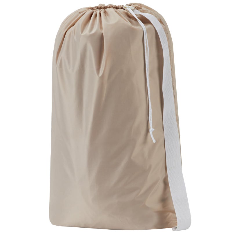 HOMEST XL Nylon Laundry Bag with Strap Large Dirty Garments Organizer Easy Fit a Hamper or Clothing Basket Can Carry Up to 4 Loads of Clothes Beige