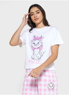 Disney Marie Graphic T-Shirt & Short Pj Set  - Image 3