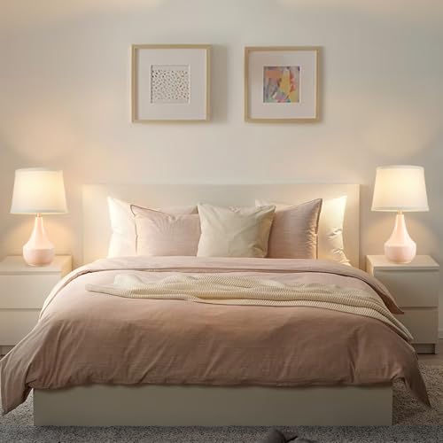 GyroVu Table Lamp Set of 2, 18.63” Ceramic Lamp Classic Beside Lamps Nightstand Lamp Modern Bedside Lamp for Living Room, Bedroom & Office Rocker Swtich Pink-LED Bulbs Included - Image 5