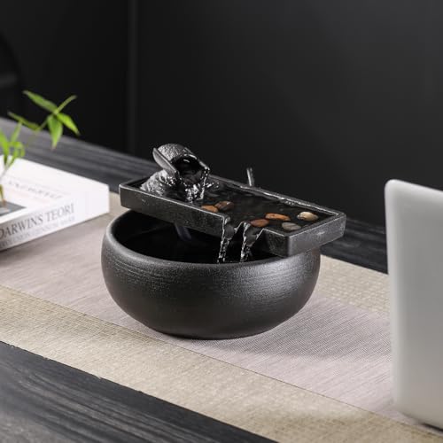 Andady Ceramic Tabletop Fountain for Indoor and Outdoor Table Desk Office Patio (Ceramic Fountain) - Image 4