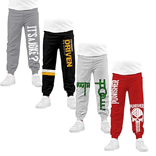 KYDA KIDS® 100% Cotton Track Pants for Boys | Premium Printed Soft Single Jersey Fabric | Elastic Waist Loose Fit Summer Full Length with Rib Hem (Pack of 4) - Image 1