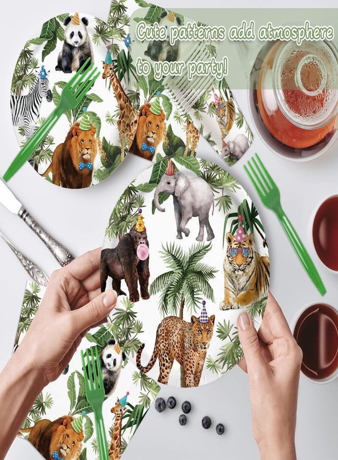 Haimimall Jungle Theme Safari Birthday Party Decorations, Wild Animal Plates and Napkins for Boy Kids Jungle Dinnerware with Cups Tablecloth Banner and Balloons for Zoo Theme Birthday Decorations,Serve 20 - Image 4