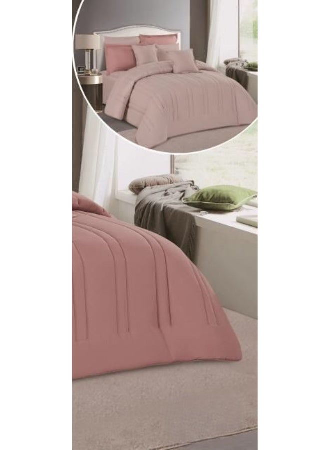 ريد روز طقم لحاف مفرش سرير نفرين  فندقي ذو طابع وجهين ليضيف الجمال الى ديكور غرفتك ، مايكروفايبر، 8 قطع مقاس اللحاف 260x240 سم - Image 4