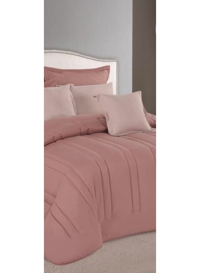 ريد روز طقم لحاف مفرش سرير نفرين  فندقي ذو طابع وجهين ليضيف الجمال الى ديكور غرفتك ، مايكروفايبر، 8 قطع مقاس اللحاف 260x240 سم - Image 3