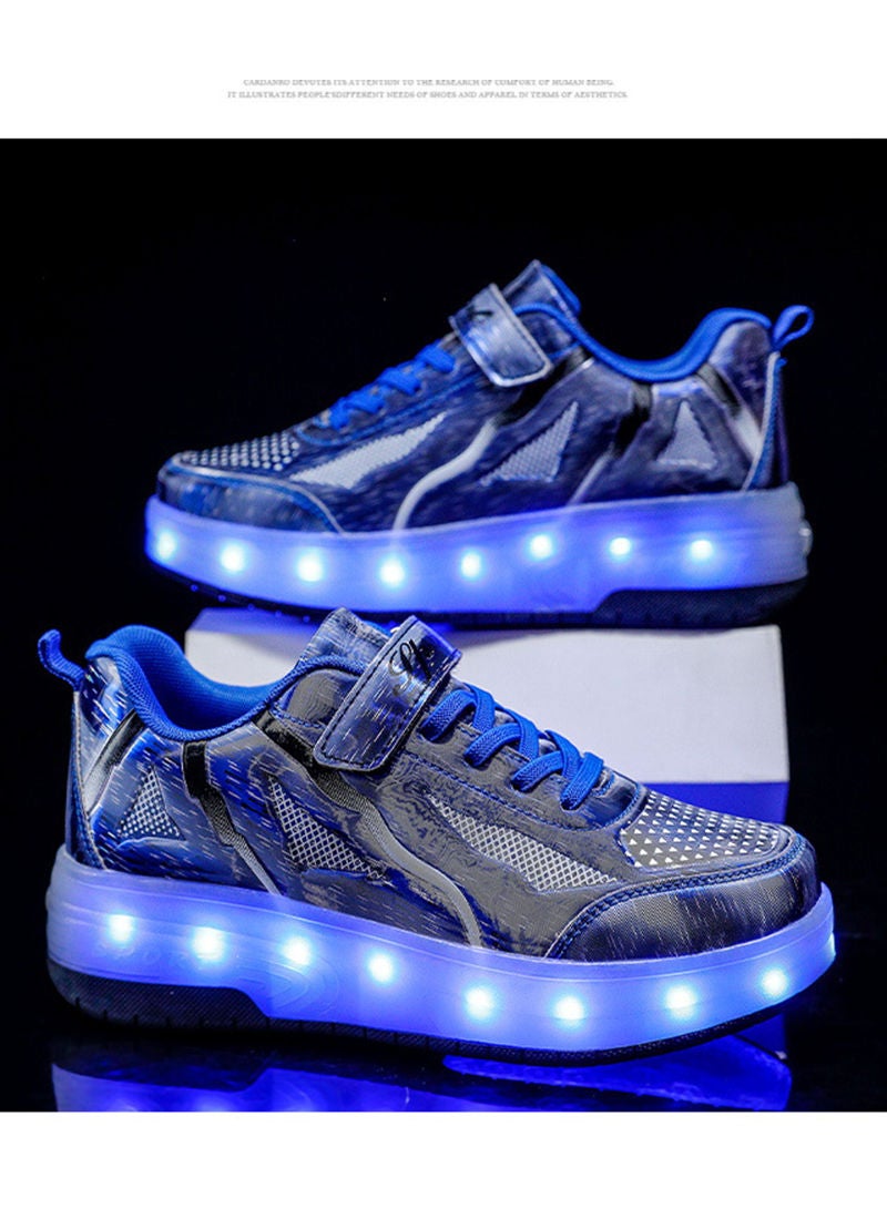 Sharpdo USB Chargable LED Light Up Roller Shoes Wheeled Skate Sneaker Shoes for Boys Girls Kids  - Image 2