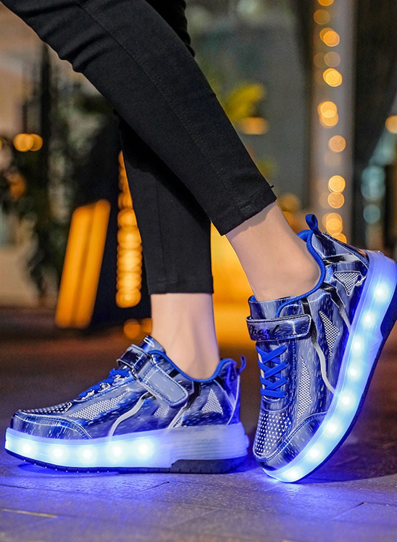 Sharpdo USB Chargable LED Light Up Roller Shoes Wheeled Skate Sneaker Shoes for Boys Girls Kids  - Image 3