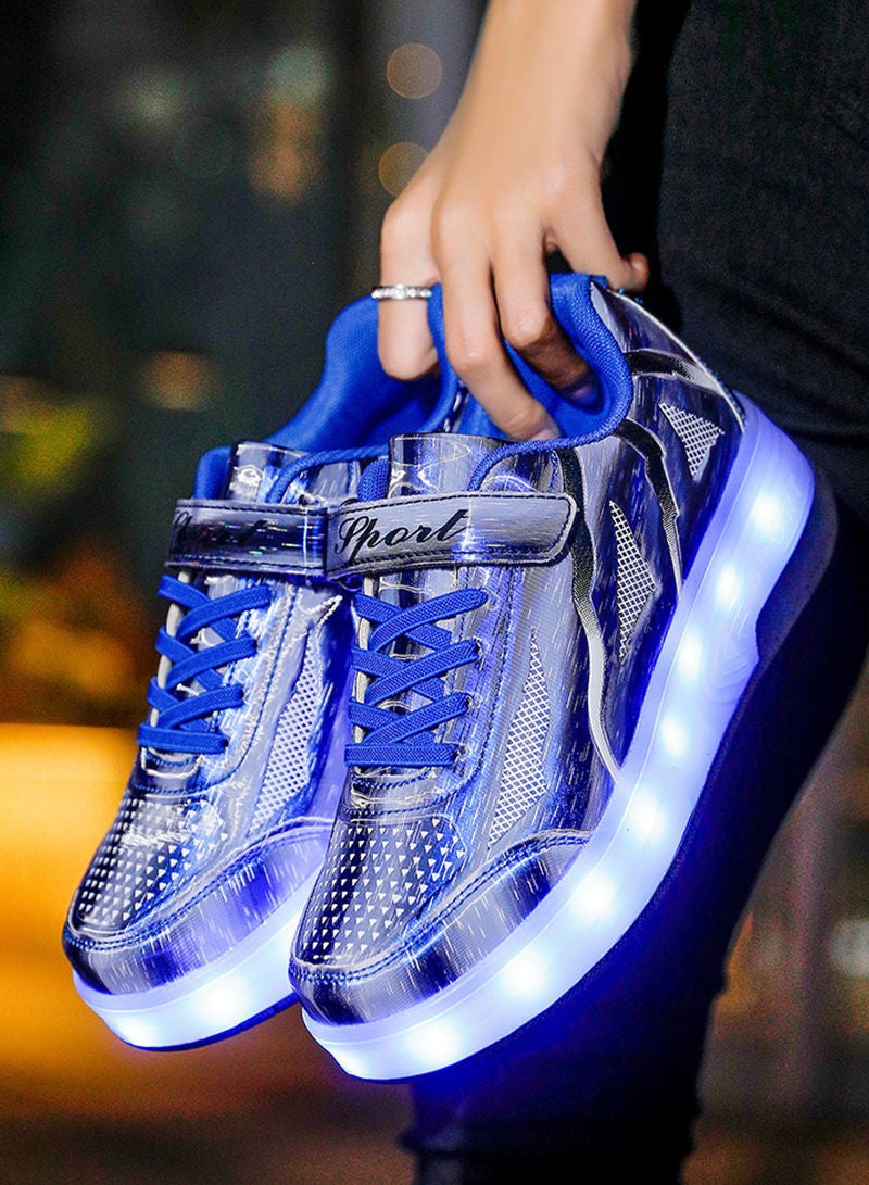 Sharpdo USB Chargable LED Light Up Roller Shoes Wheeled Skate Sneaker Shoes for Boys Girls Kids  - Image 5