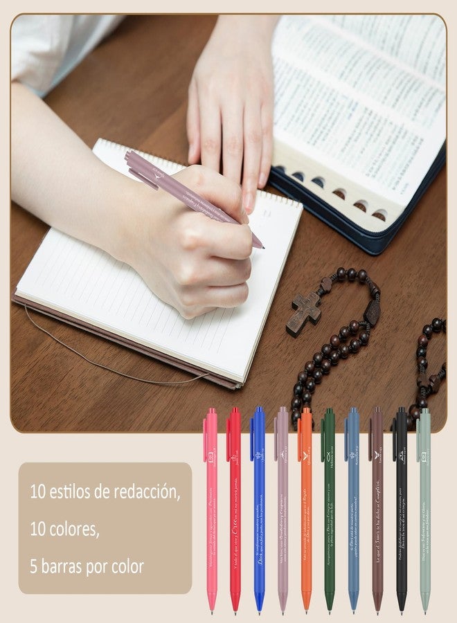 Supervitae 50 Pcs Christian Gift Pens Spanish Mother's Day Church Bible Verse Ballpoint Boligrafo Inspirational Quote Regalos Cristianos En Espanol for Hispanic Church women Nurse Mother(Dark Color) - Image 3